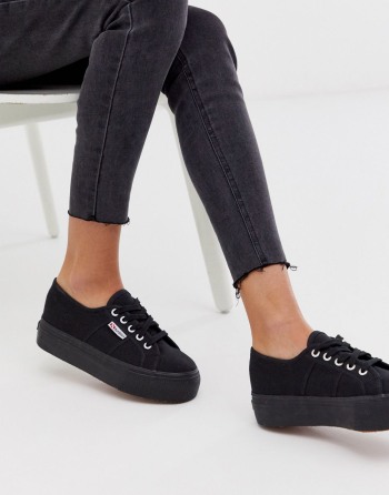 Superga 2790 Flatform 4Cm Crne - Ženske Tenisice | 37689DHER